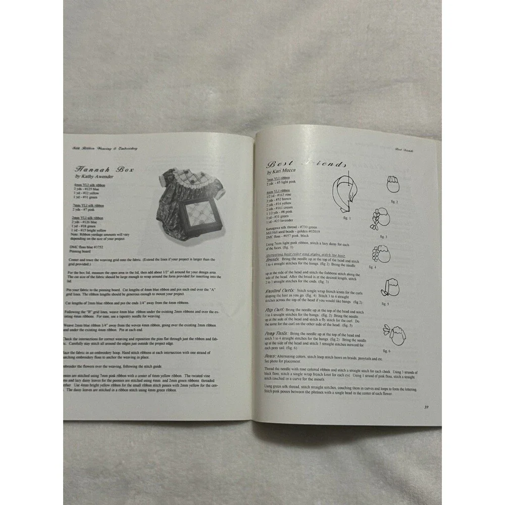 Silk Ribbon Weaving Embroidery Pattern Book Kari Mecca Kathy Awender Vintage